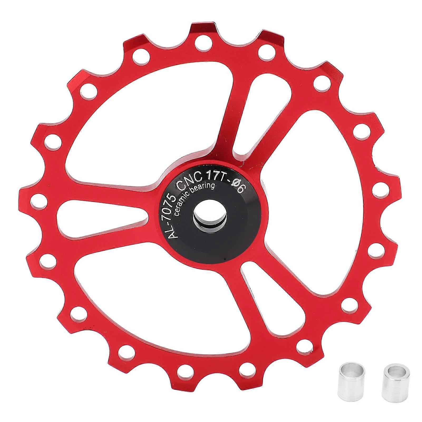 MEIJUN 17T מעקה אחורי קרמי גלגל מדריך סגסוגת אלומיניום גלגל גלגלת אחורי לאופני הרים בכבישאדום