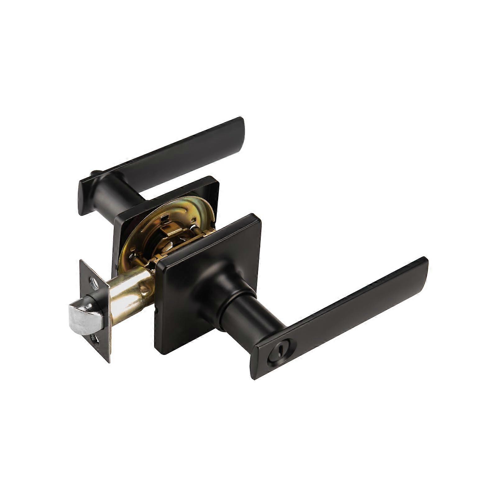 Matte Black Privacy Door Lever Lock Handle for Interior Bedroom and Bathroom, Secure and Durable Design
