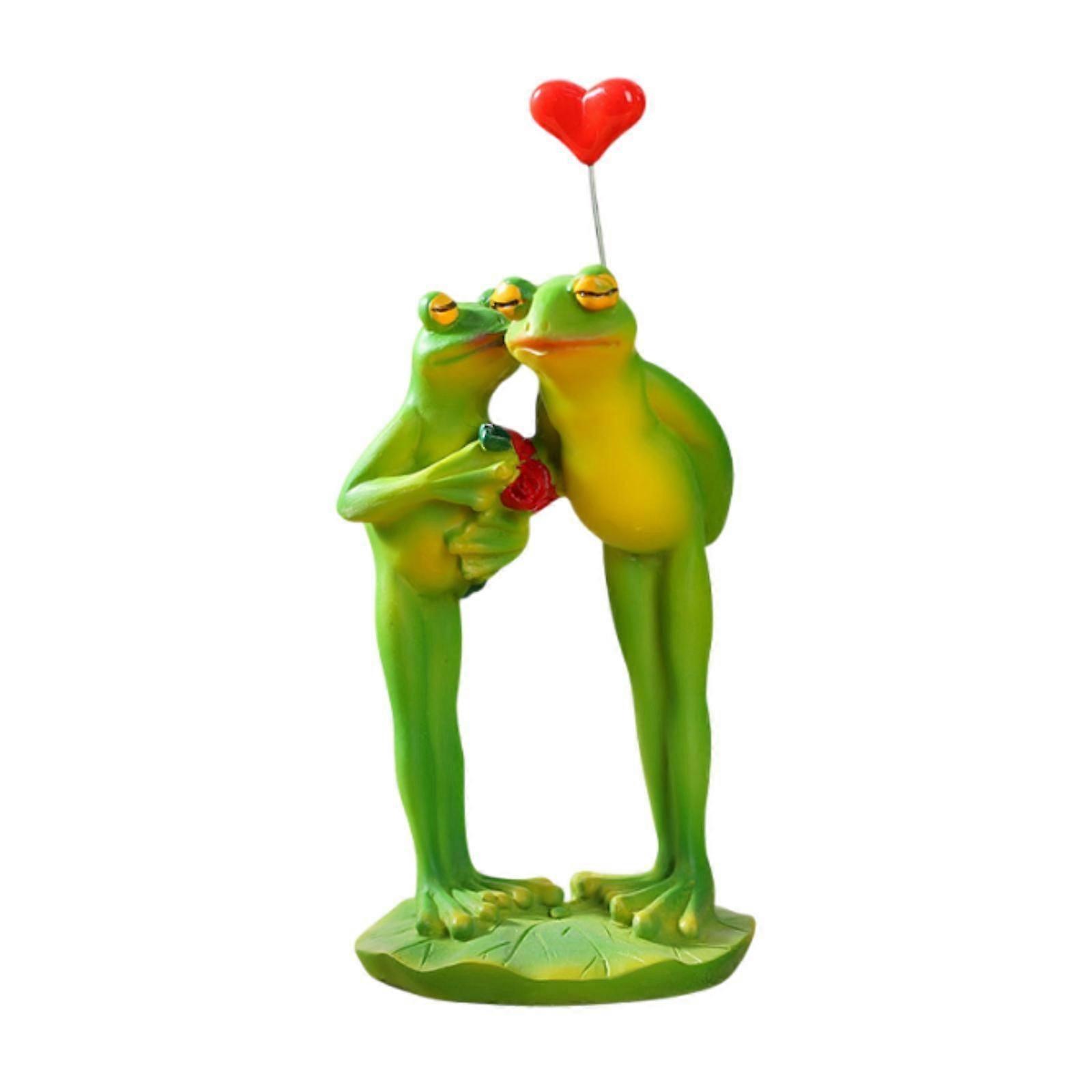 Resin Ornament Gifts Decoration Frog Statue for Bookshelf Countertop Desktop Couple