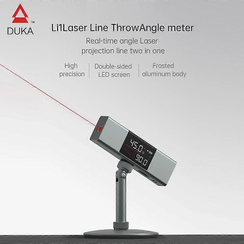 AtuMan DUKA LI1 Digital Angle Finder Laser Protractor Rechargeable Level and Bevel Gauge Inclinometer 360 Cast/Dual LED Screen/Unilateral Laser Line