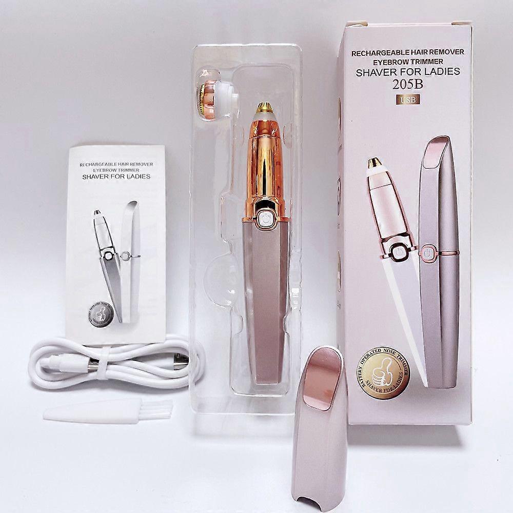 Oplaadbare gezichtspilator, wenkbrauwepilator, 2 in 1 elektrische Ogonebrow-epilator Pijnloze ontharing met ingebouwd LED-licht voor gezichtsdruppel Gezichts H