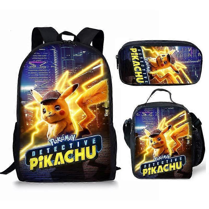 アニメポケモンプリントスクールバッグ子供用バックパックまたはサッチェルまたはペンバッグまたはスリーピースセット