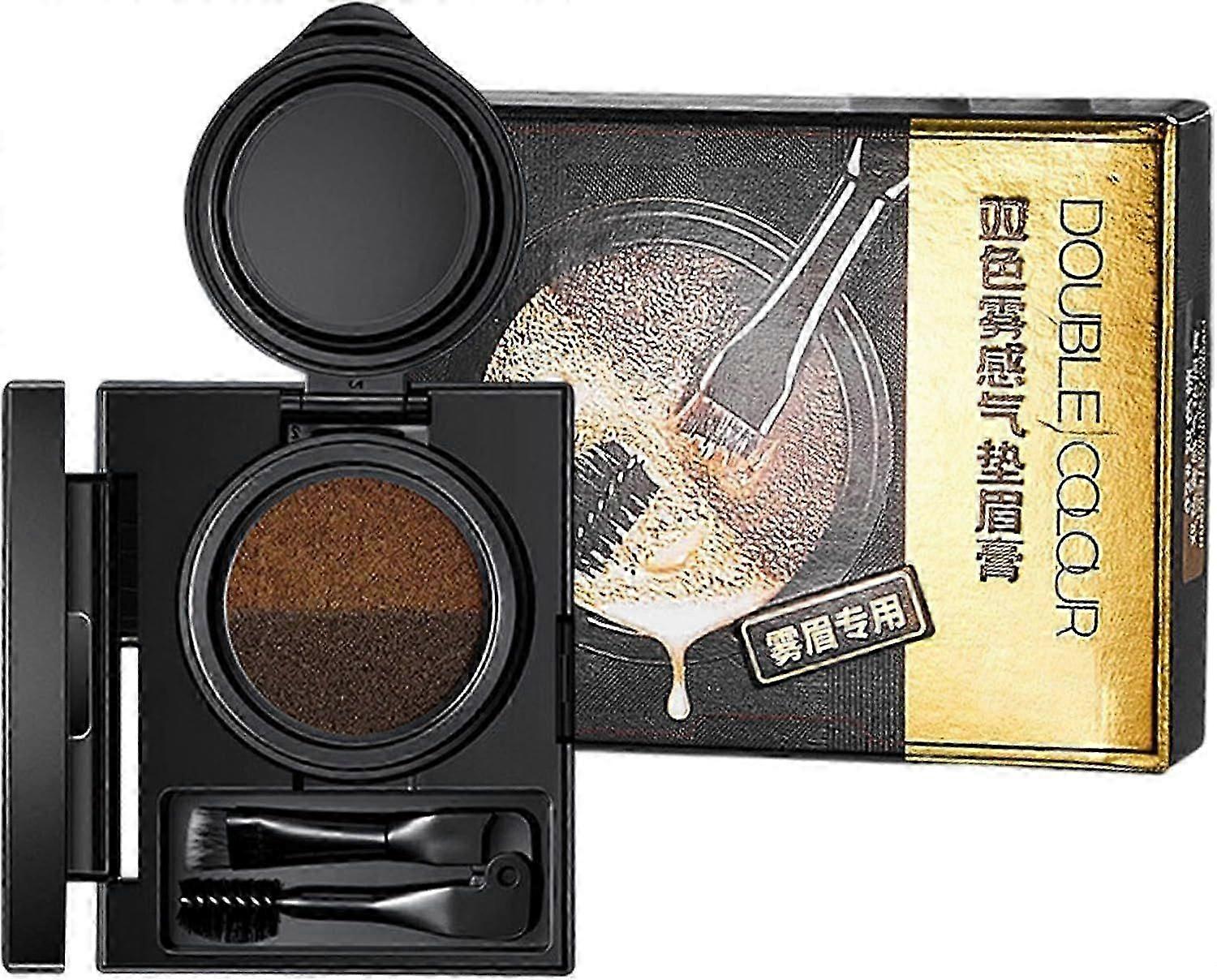 Exquisite2-Color Air Cushion Eyebrow Pomade Palette, Double Colour Eyebrow Cream, Waterproof Eyebrow Tint for Perfect Eyebrow Definition with Eyebrow 