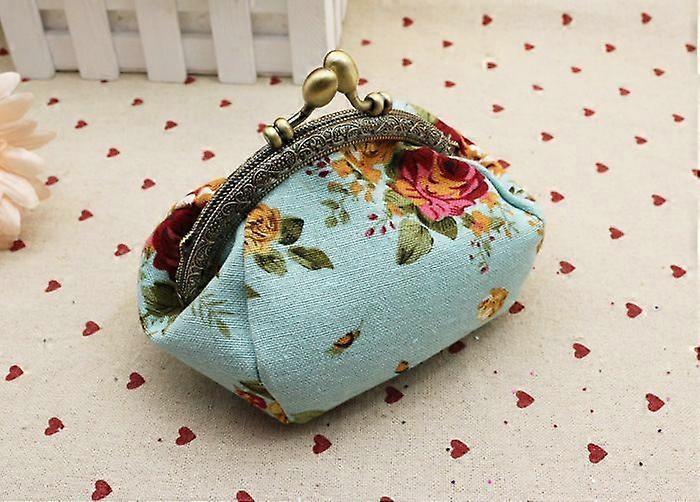 عملة المحافظ الأزهار قبلة قفل تغيير الحقيبة قماش قفل إغلاق المحفظة للنساء -2