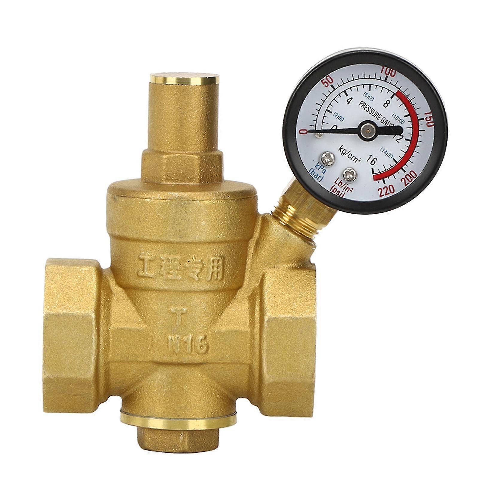 Brass Adjustable Water Pressure Regulator Valve with Gauge DN25 Reducer