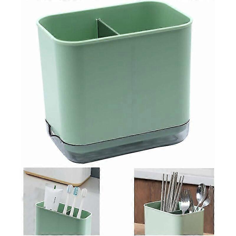 Cutlery Tray PP Plastic Drainer Dish Storage Drain Box (Green)