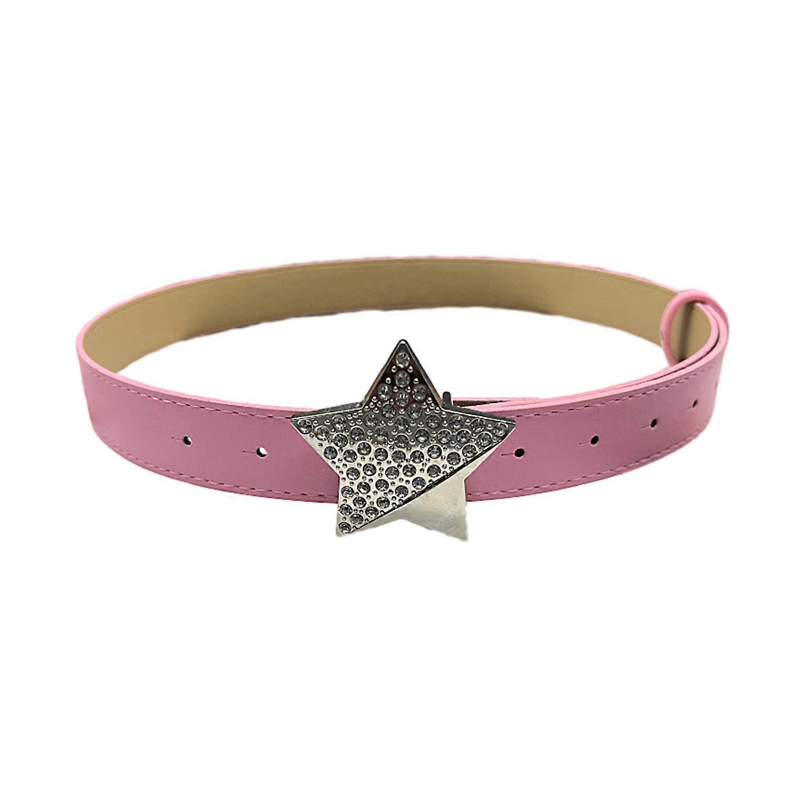 Adult Glitter Star Buckle Ζώνη Μέσης Ρυθμιζόμενη Πόρπη Καρφίτσα Ζώνη Μέσης Harajuku Style Στρας Ζώνη Μέσης για Νυχτερινό Κέντρο Διασκέδασης Ροζ