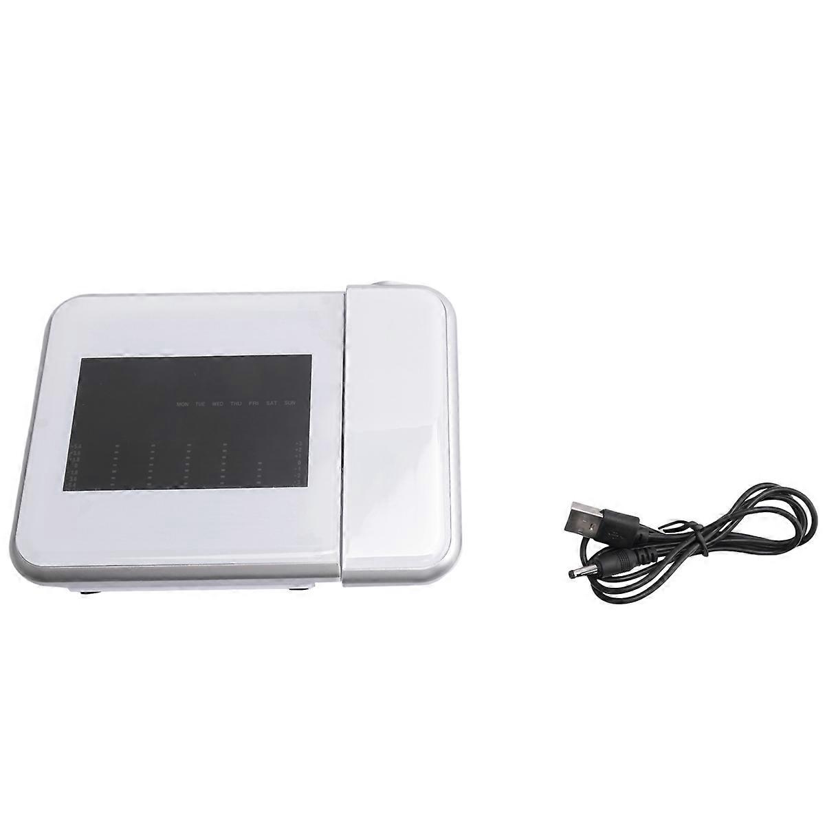 LED Digital Projection Alarm Clock Temperature Thermometer Desk Time Date Display Projector Calendar