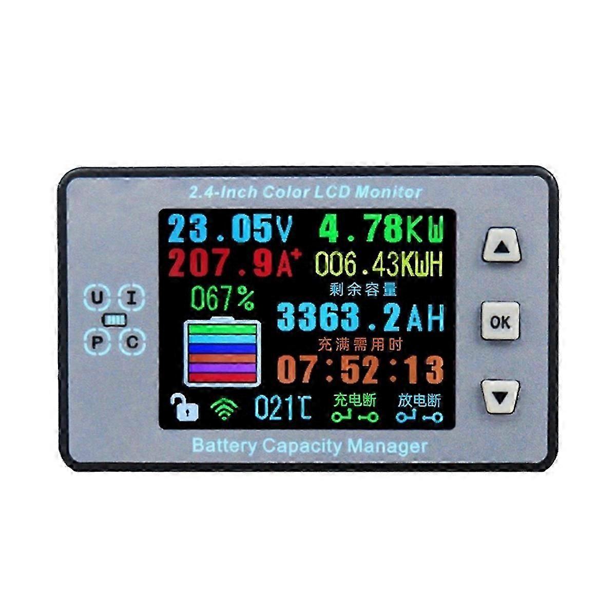 Wireless Bluetooth Coulometer Battery Capacity Tester Ammeter Voltmeter with 2.4inch Color Screen for Electric Car RV