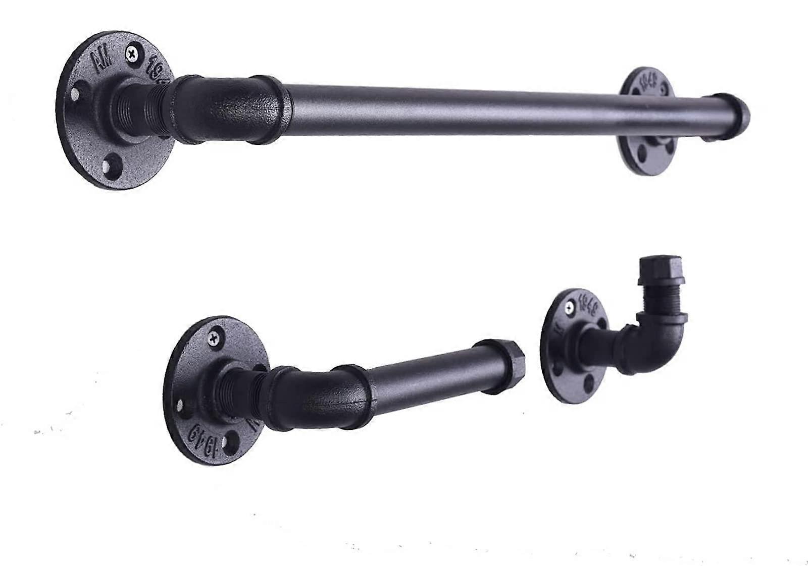 3 Pipe Kits, 18-Inch Towel Shelf, Robe Hook And Toilet Paper Holder, Rustic Bath Hardware Set
