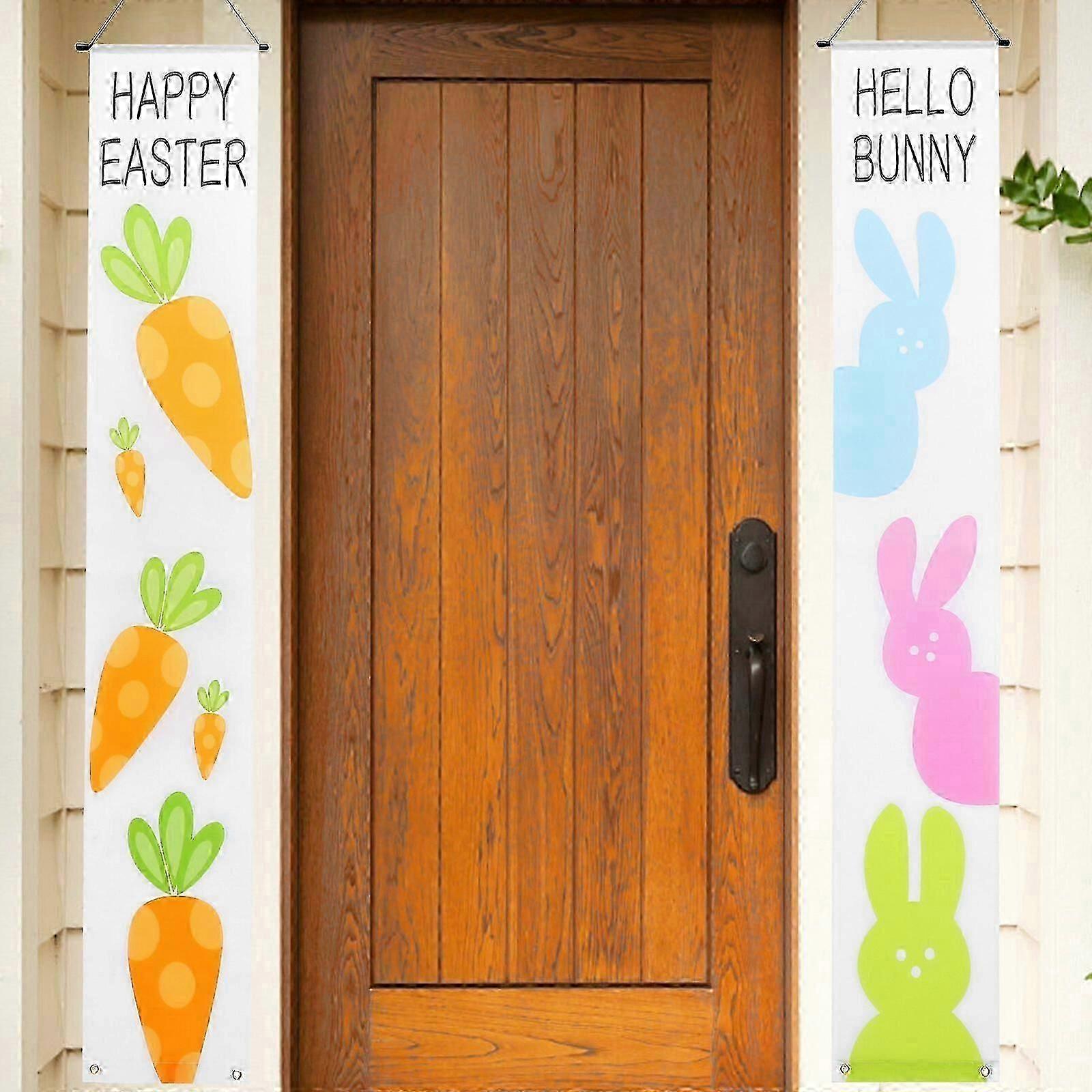 1 Pair of Easter Door Banner Happy Easter Decoration Happy Easter Couplets Easter Decoration