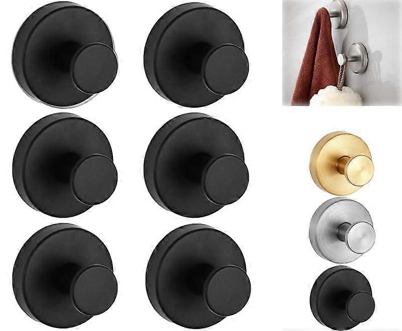 6 Pack Strong Suction Cup Hooks Shower for and Bathroom in Black