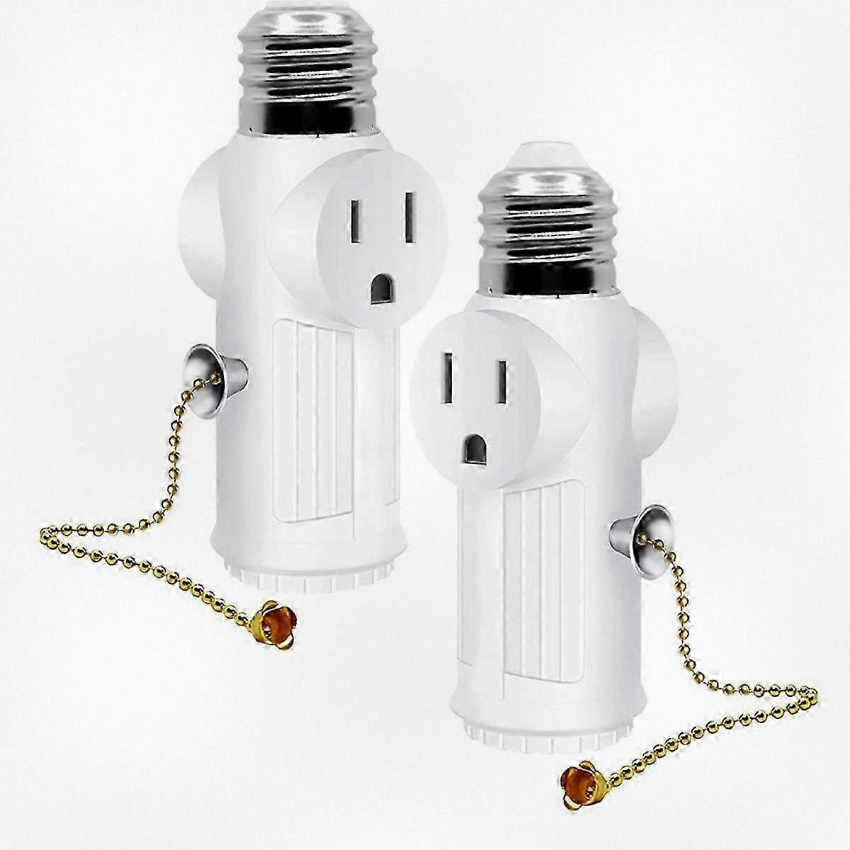 2 Pieces E26 E27 Bulb to Outlet Converter, 3-Prong Socket Adapter for US Standard Plug