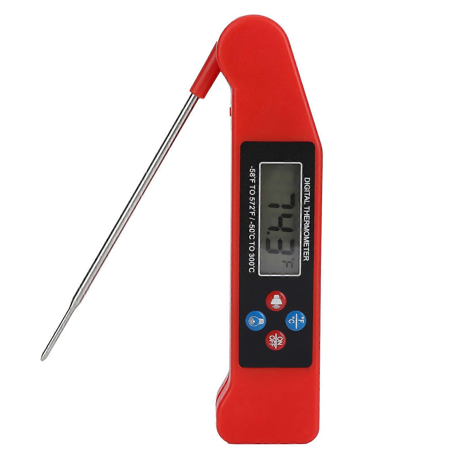 Red Foldable Food Thermometer Portable Quick Response LCD Digital Kitchen Thermometer