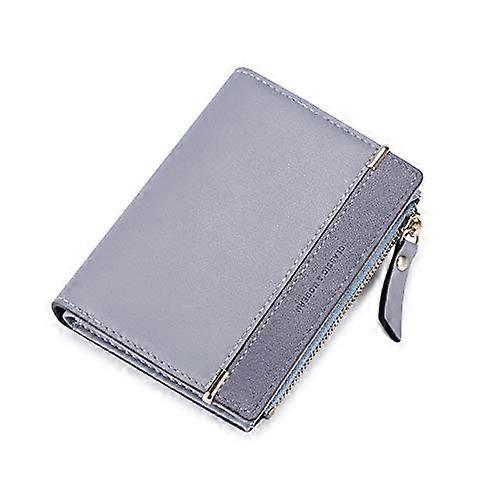Small Wallet for Women Zipper Compact Design with Blockage Card Holder, Two-Storey Coin and ID Card Holder - Blue