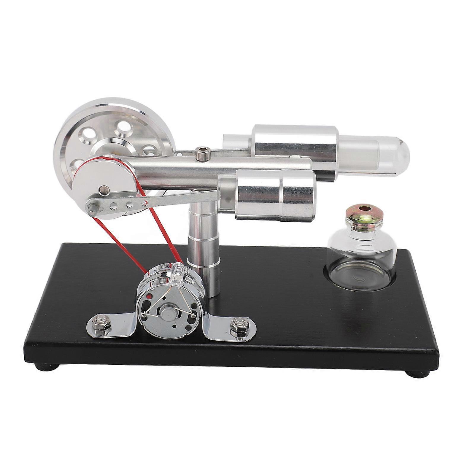 Sterling Engine Model with Colorful LED Light Stirling Engine Motor Model Educational Toy Electricity Power Generator 