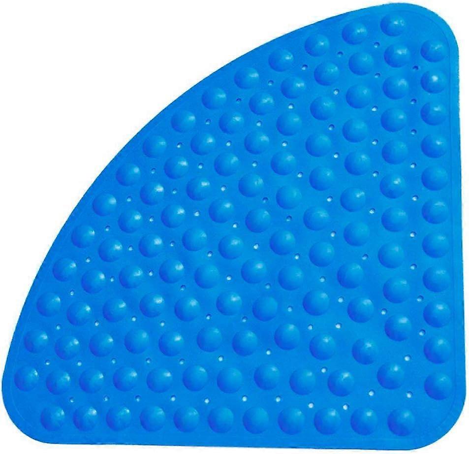 Shower Mat Section Triangle Clear, Non-Slip and Anti-Mildew with Massaging Effect and Drainage Hole for Corner Shower or Bathtub, PVC, Blue, Small