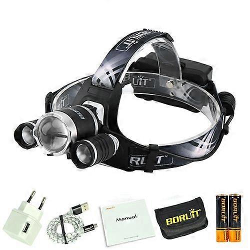 Xm-l2 Led B22 Waterproof Headlamp, Powered By Rechargeable External Battery, Zoom, 4 Modes, 18650 Lumens, Great For Camping