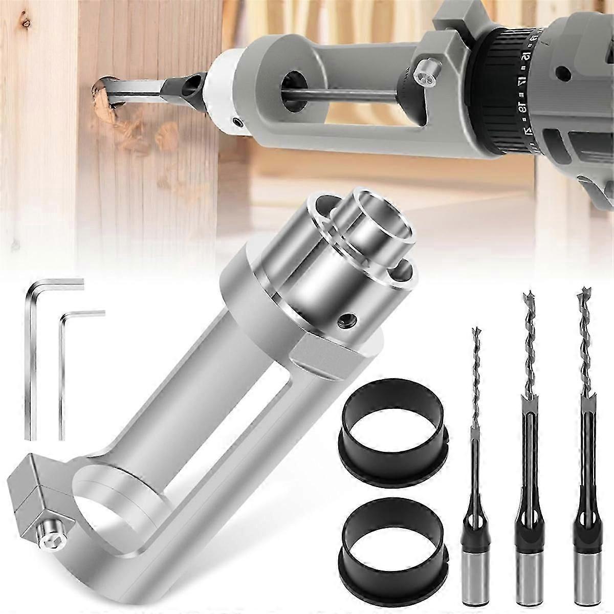 Square Hole Drill Bit Adapter with Drill Bits, Mortising Attachment