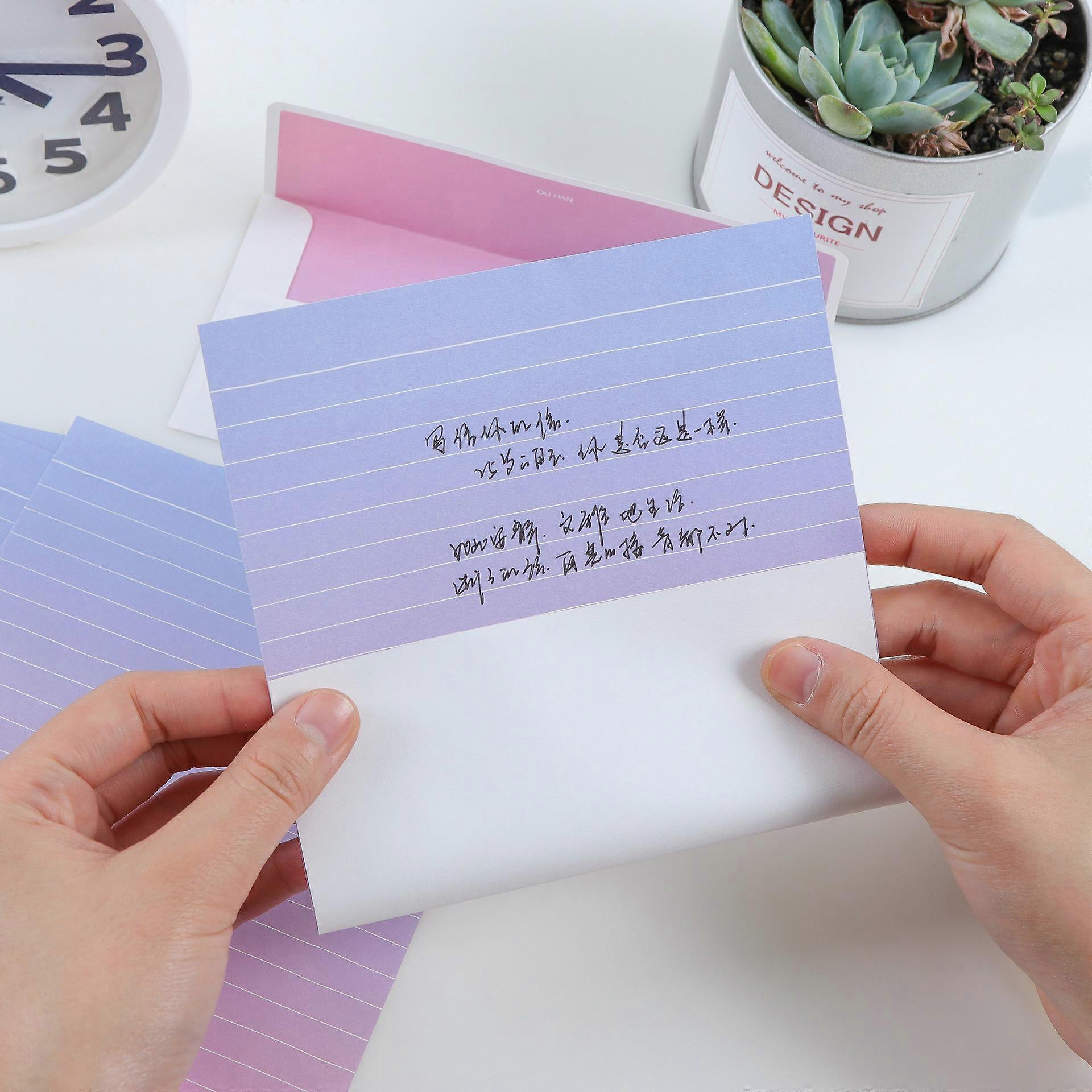 8 Set Letter Paper Writing Stationery Paper Letter Set with Envolopes Reusable Gradient Card Holder Storage Envolopes Festive Envelopes for Holiday