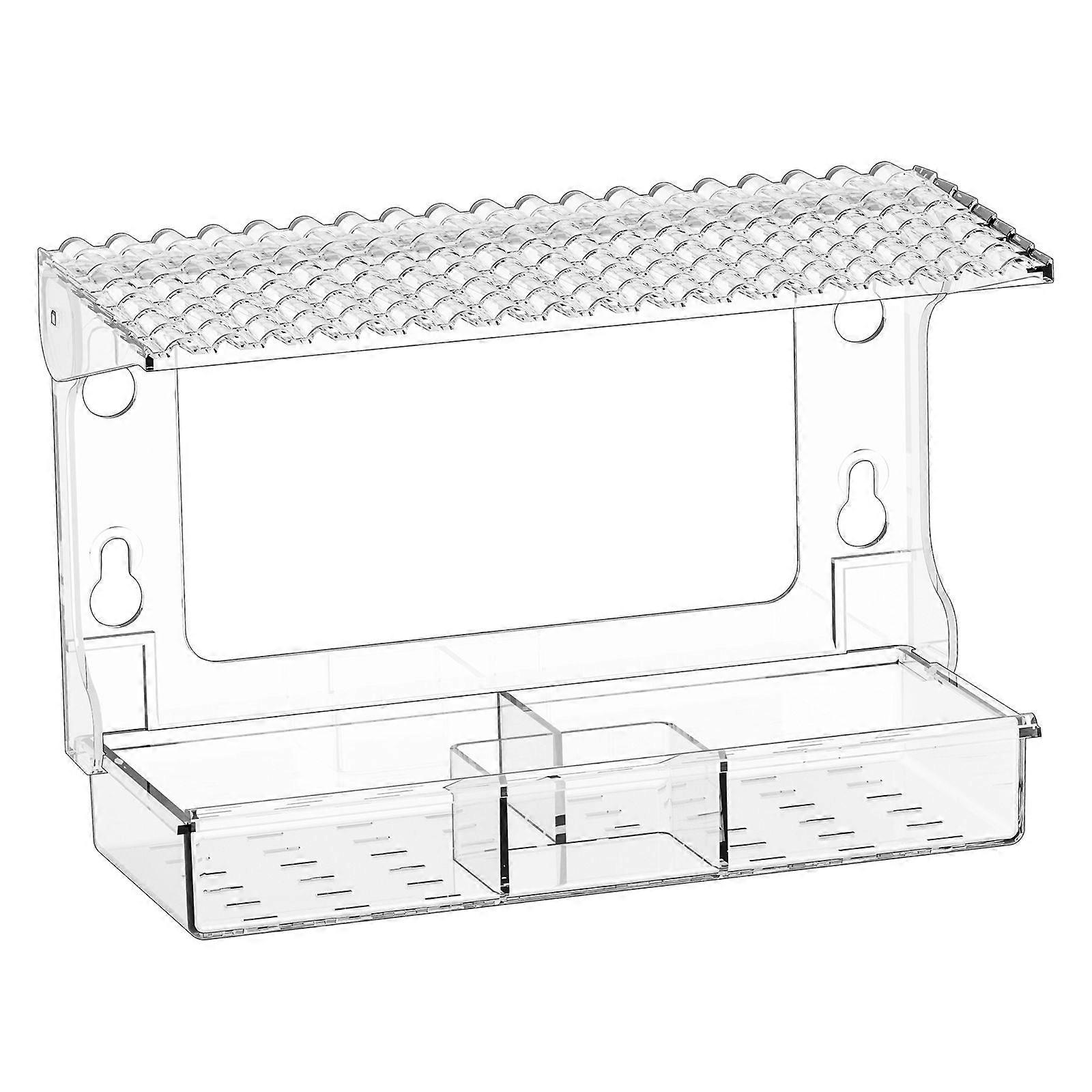 Window Bird Feeder for Outdoors with Strong Suction Cups, Acrylic Clear Window Bird Feeders for Viewing with Large Capacity Detachable Seed & Water Tr