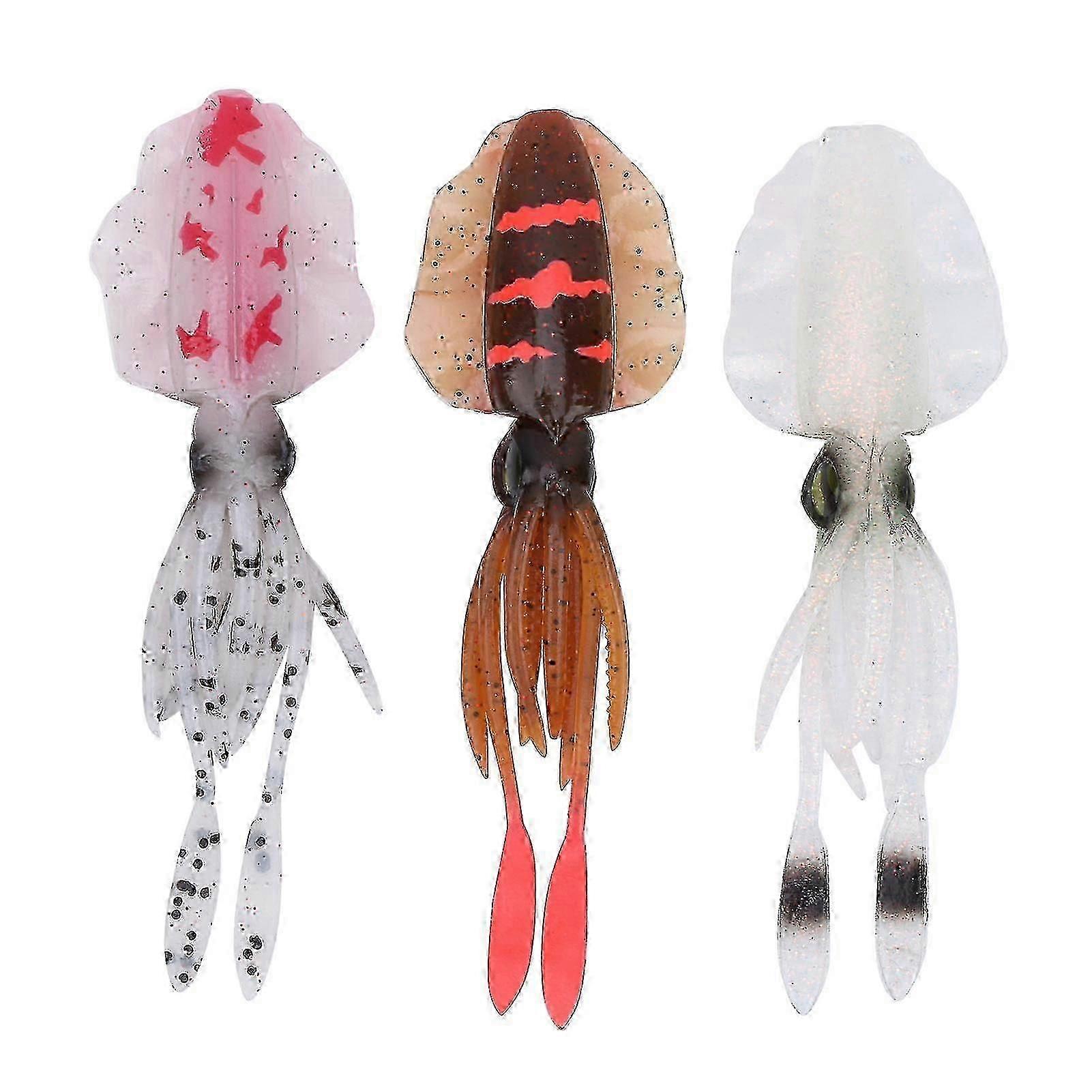 Deep Sea Fishing Trolling Accessory - 3PCS Simulation Artificial Squid Soft Lure Bait