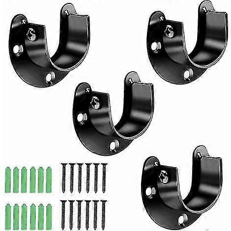 ワードローブピラーウォールレール服のサポートのためのカーテンロッドホルダー用4個のステンレス鋼ロッドサポートワードローブクローゼット用(ブラック)