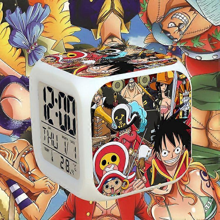 Anime Alarm Clock One Piece LED Square Clock Digital Alarm Clock with Time, Temperature, Alarm, Date