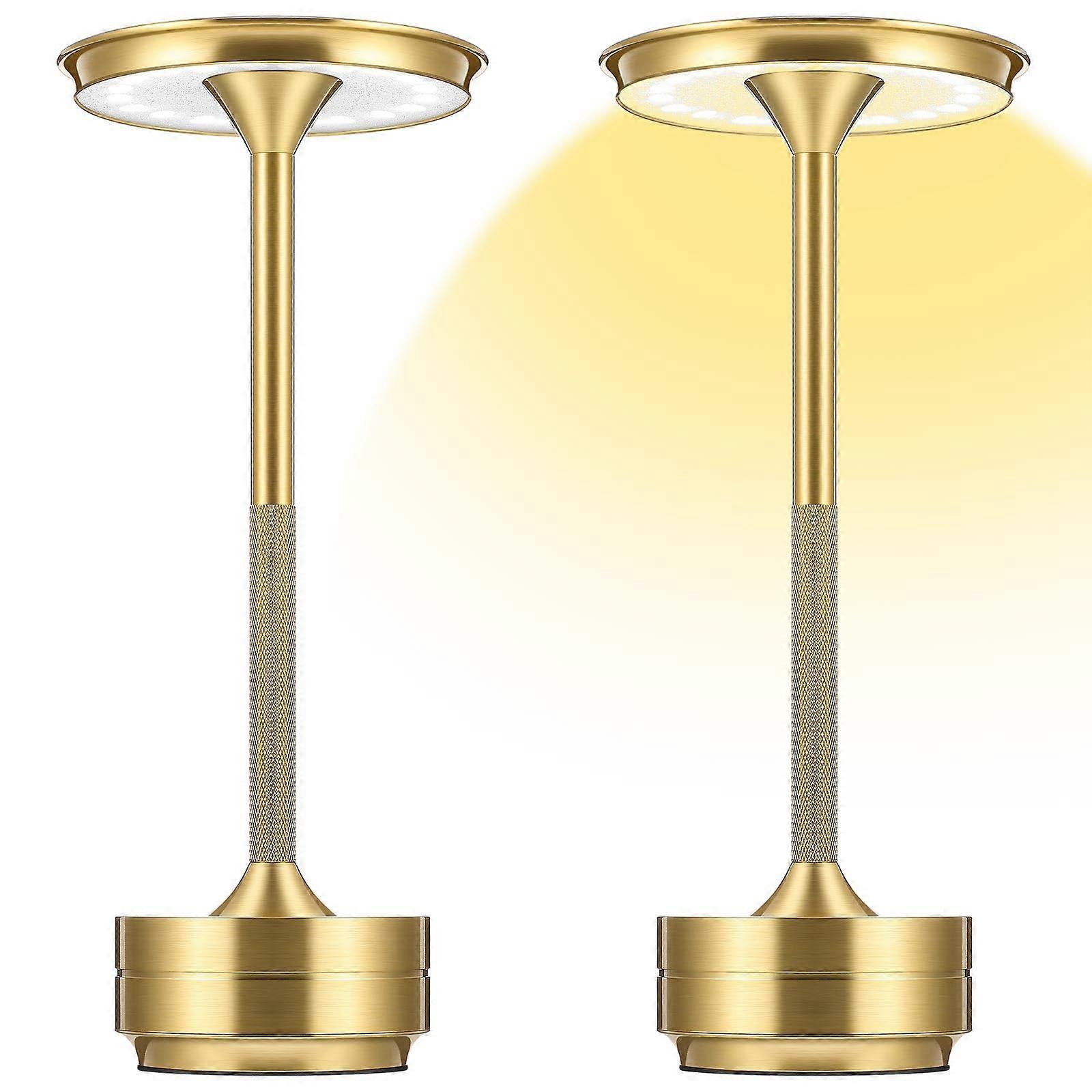 2 Pcs LED Cordless Table Lamp Rechargeable 5000mah Operated Battery with Touch Sensor 3 Color Dimming