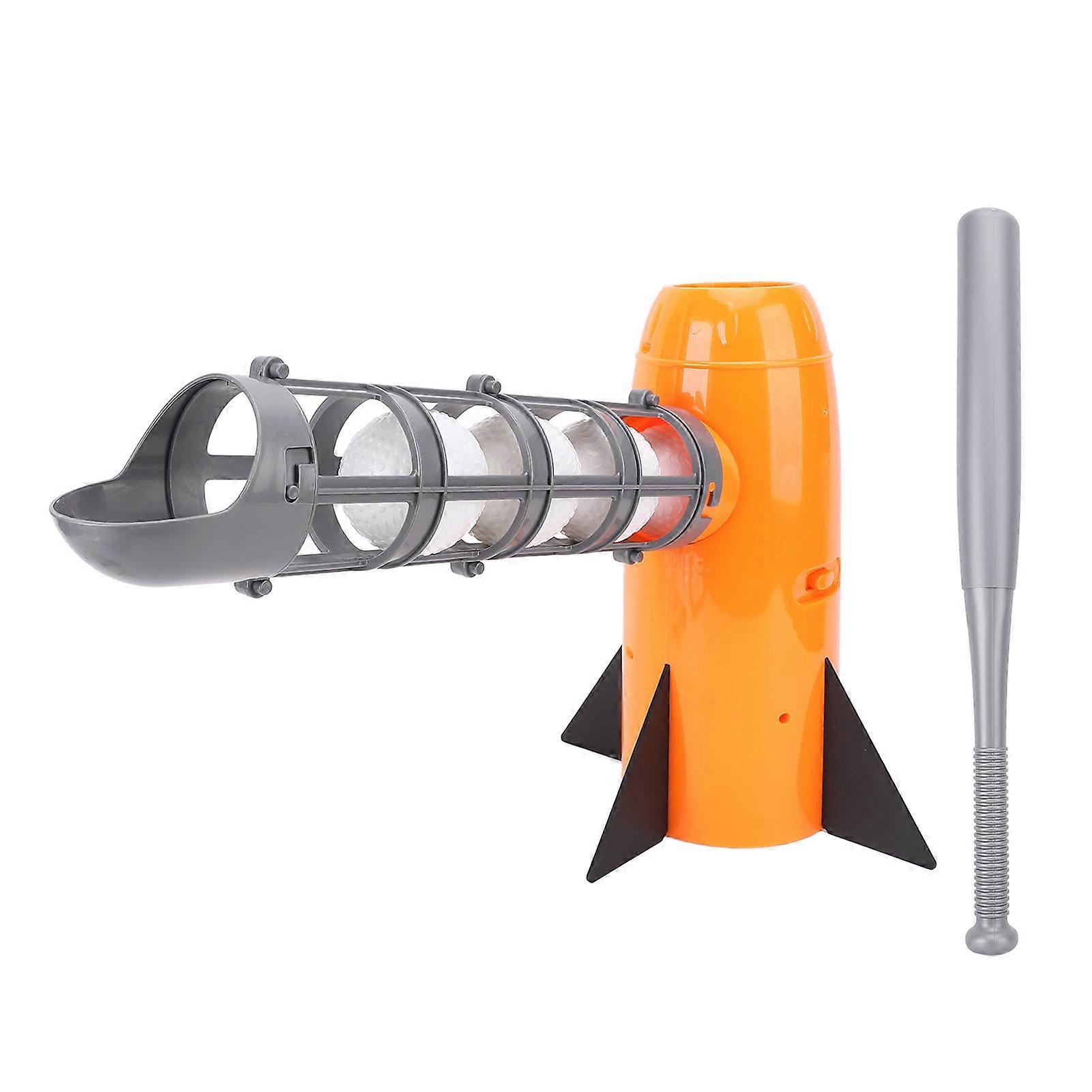 Automatic Baseball Pitching Machine One Click Start Plastic Baseball Trainer with 5 Balls and Baseball Bat for Outdoor