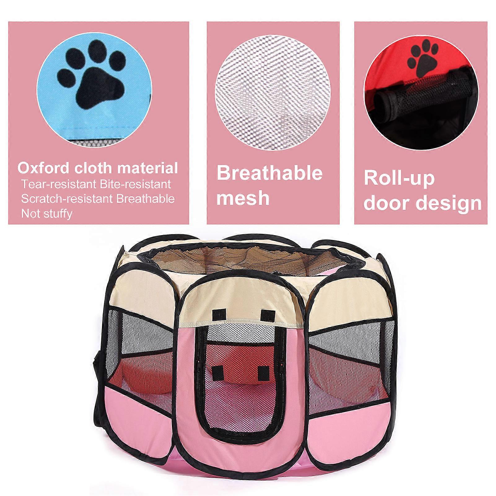 Portable Foldable Waterproof Pet playpen Open-Air Oxford Air Mesh Playpen Exercise Pen Tent House Playground for Dogs and Cats Small