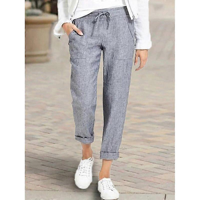 Lebanghui Women's Loose Pants Cotton And Linen Casual Pants Solid Color Pants With Pockets