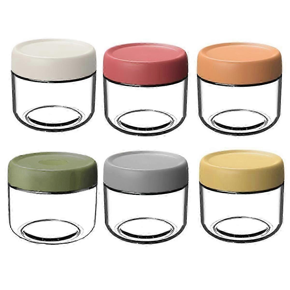 6pcs Glass Mason Jars For Overnight Oats With Lids In Vibrant Colors Storage Stackable Yogurt Containers