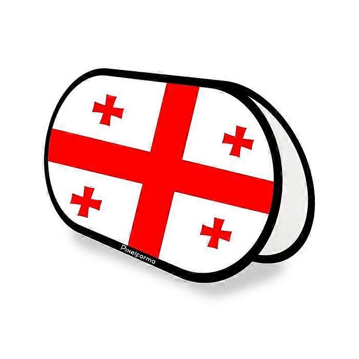 Oval Flag - Georgia - 70 x 120 cm - Polyester - Double-sided print - Retractable foldable