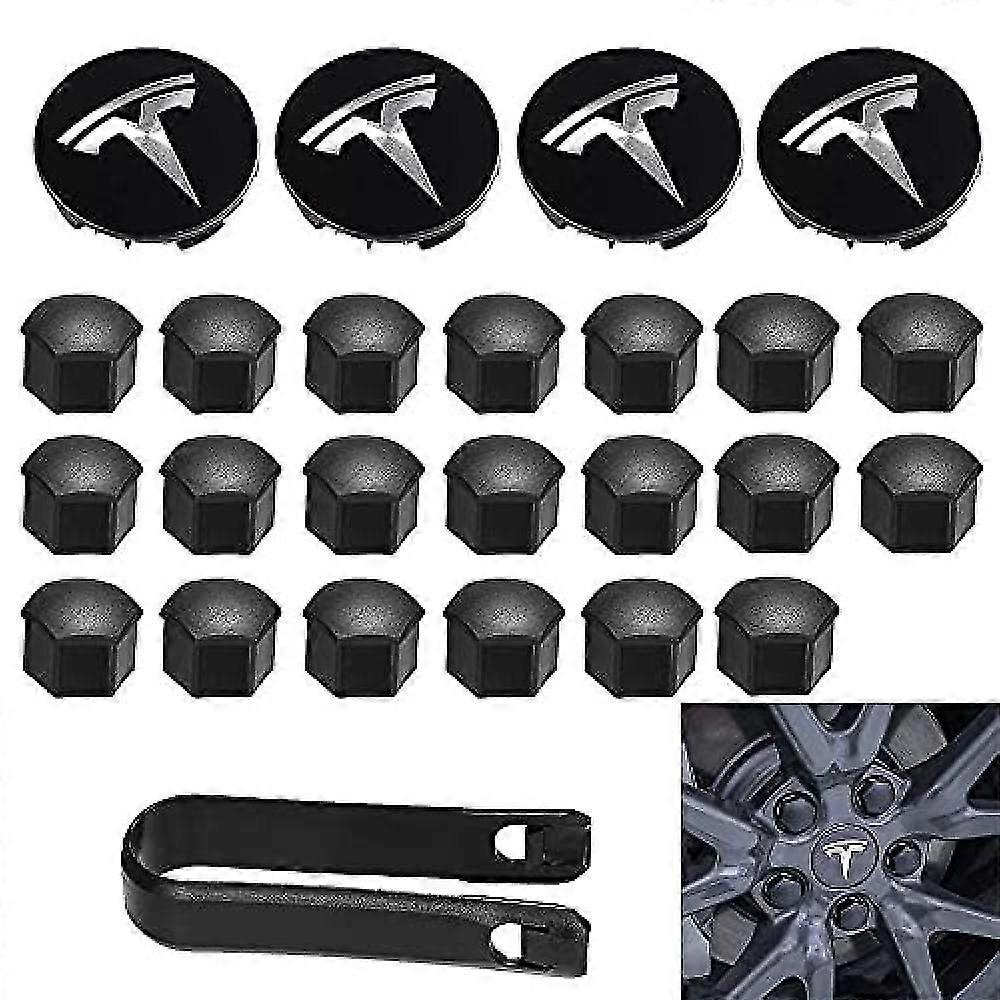Radkappe Kit, Rad Stollenmutter Abdeckungen Modell 3 Radkappe Kit mit Tesla Logo Nabe Mitte Abdeckung Mutter Abdeckung