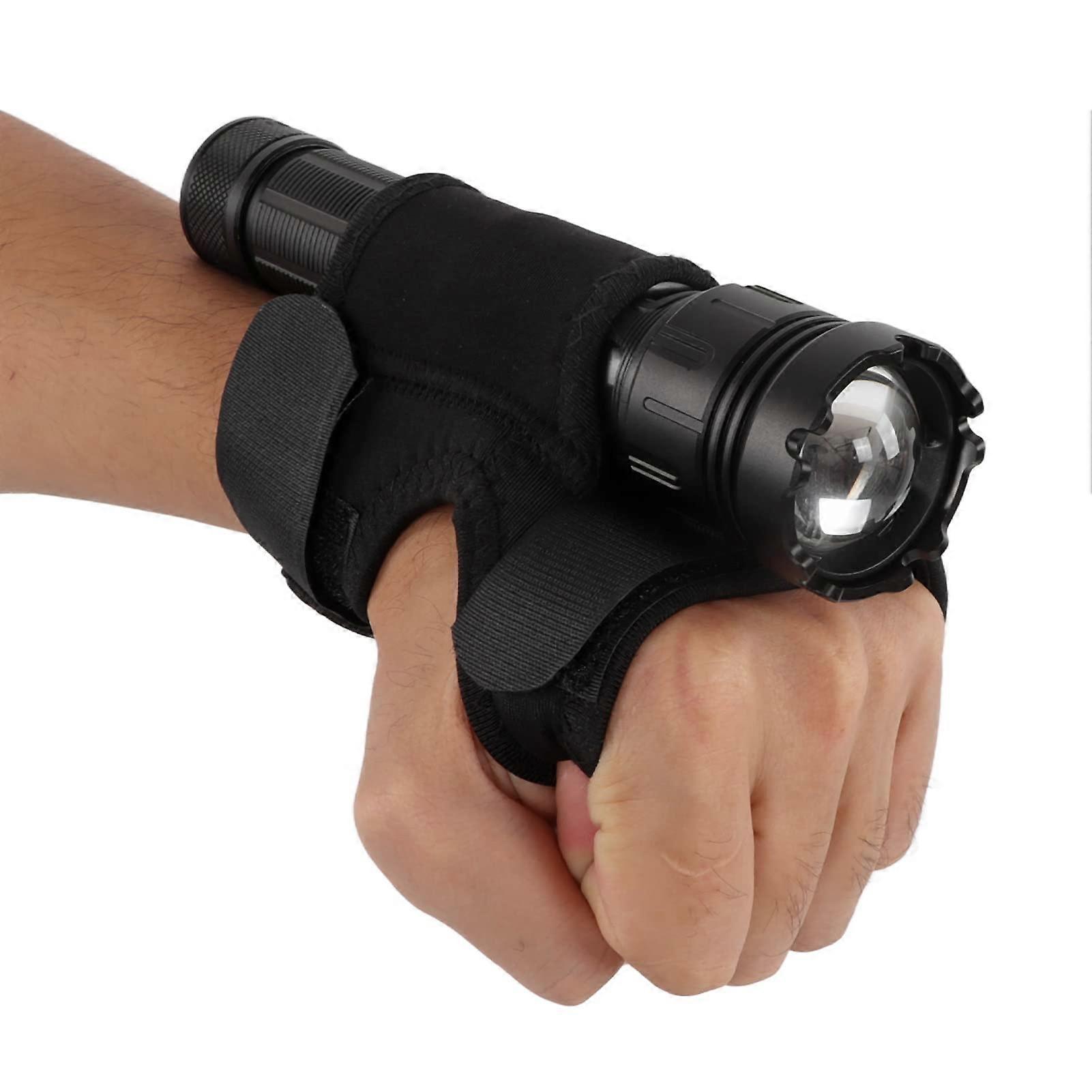 Tactical Wrist Flashlight Mount, Compact Arm Holder For 25-30mm Diameter Underwater Flashlights With Wrist Strap