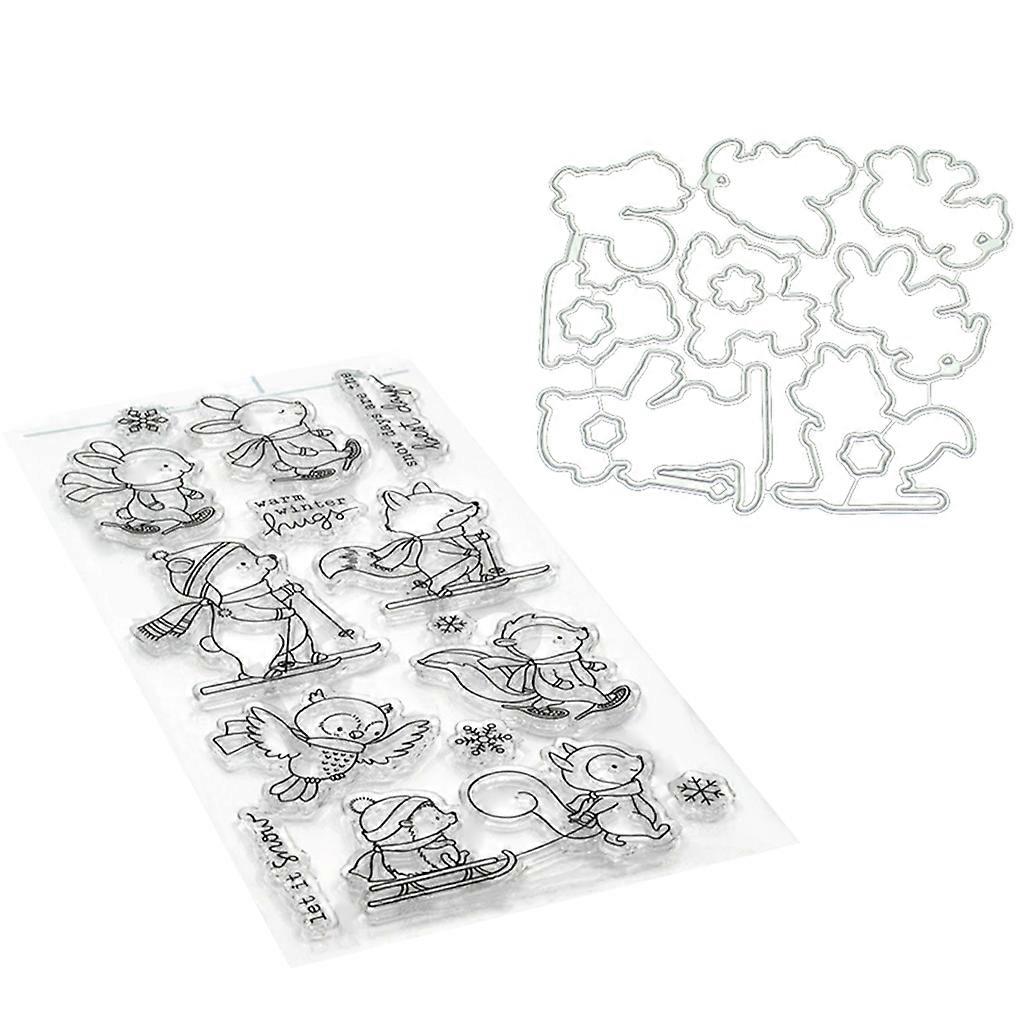 Foxes Rabbit Cutting Dies Clear Stamp DIY Scrapbooking for Paper Card Embossing