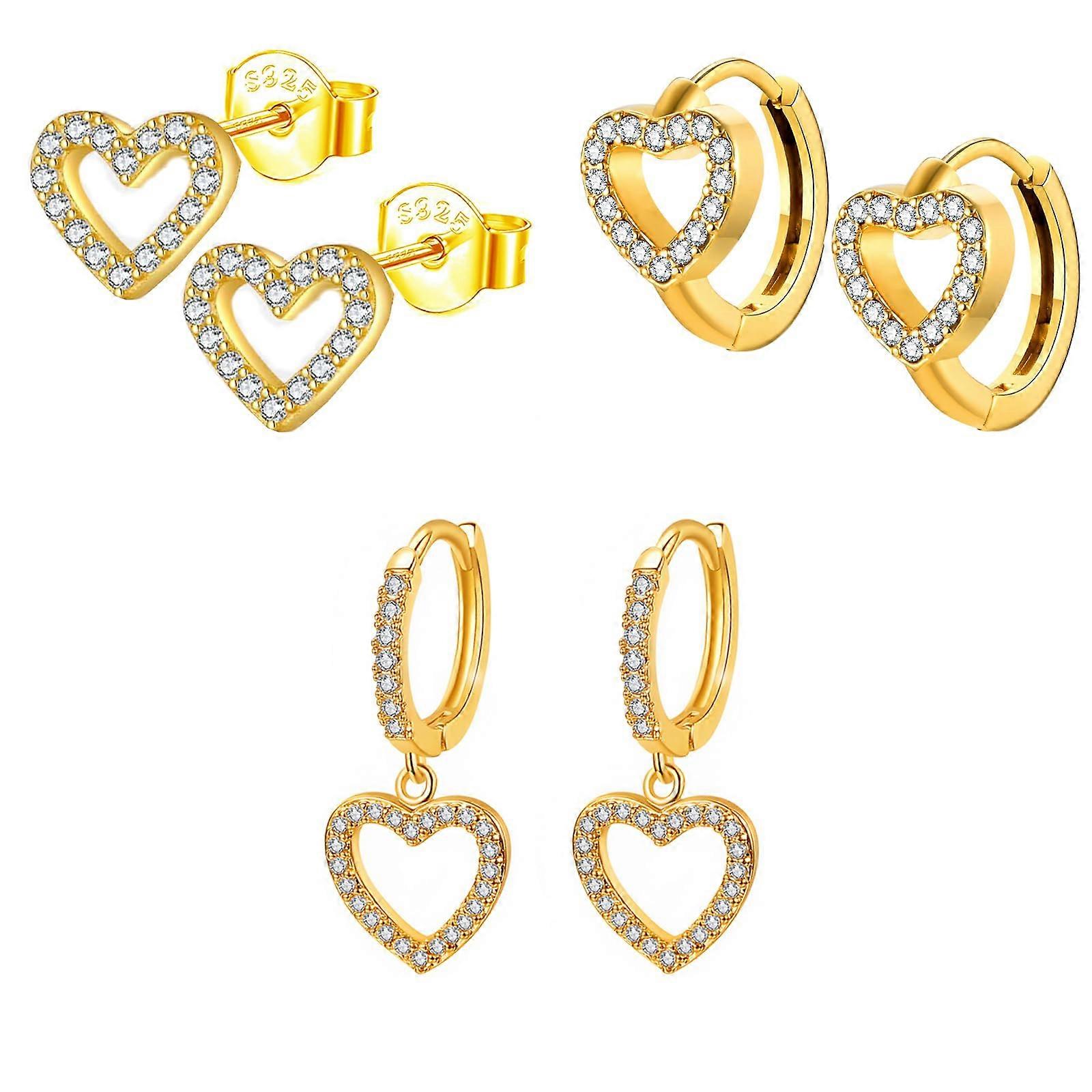 Heart Gold Stud Earrings for Women