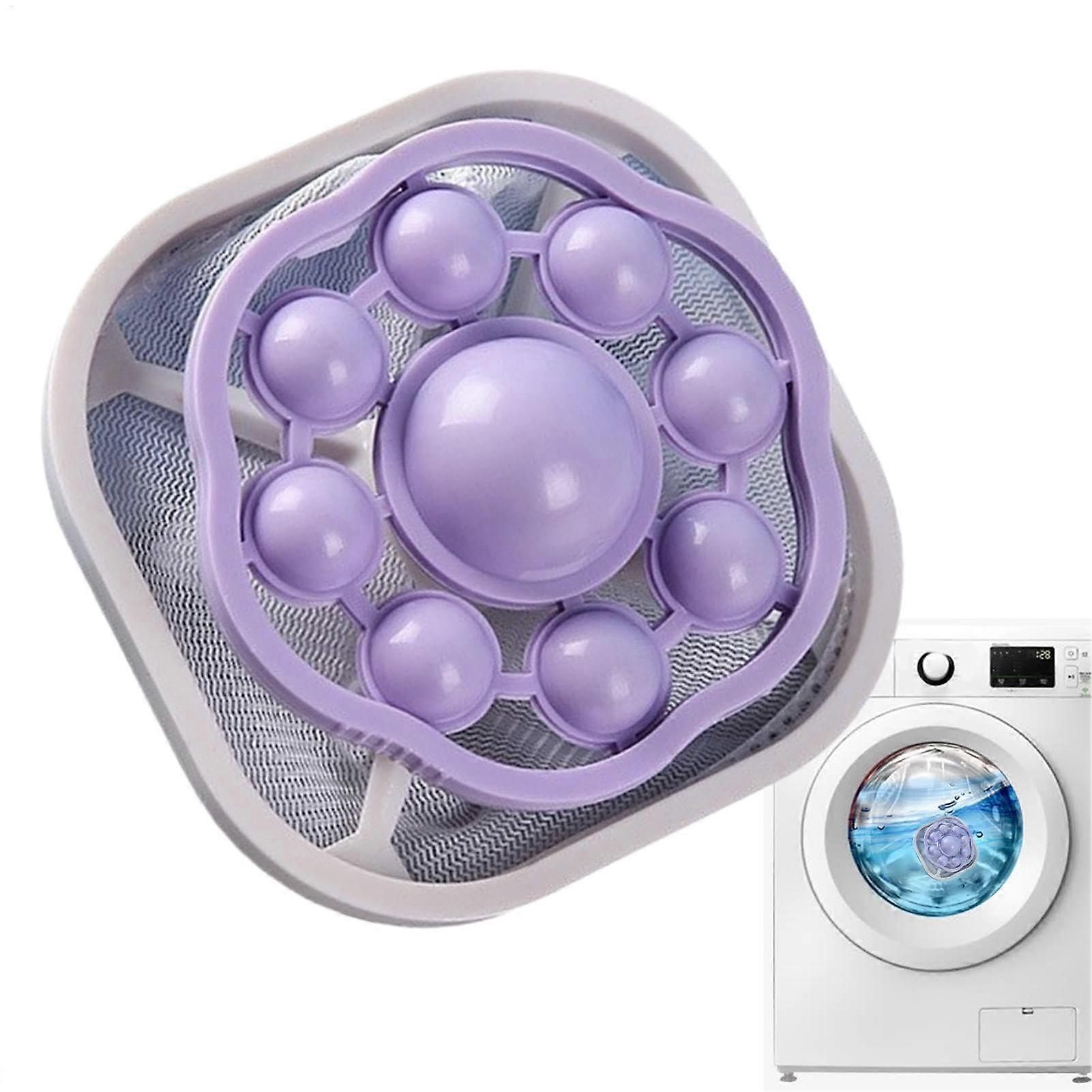 Lint Hair Catcher Washer Filter Bag, Reusable Mesh Lint Trap For Washing Machine, Purple