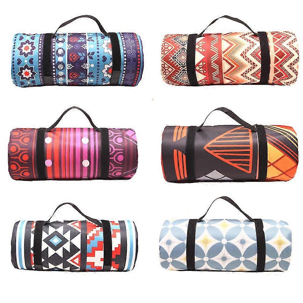 Portable Folding Picnic Mat - Thick, Moisture-proof, National Style Print for Outdoor Camping, Family Picnics, and Children's Playtime Activ