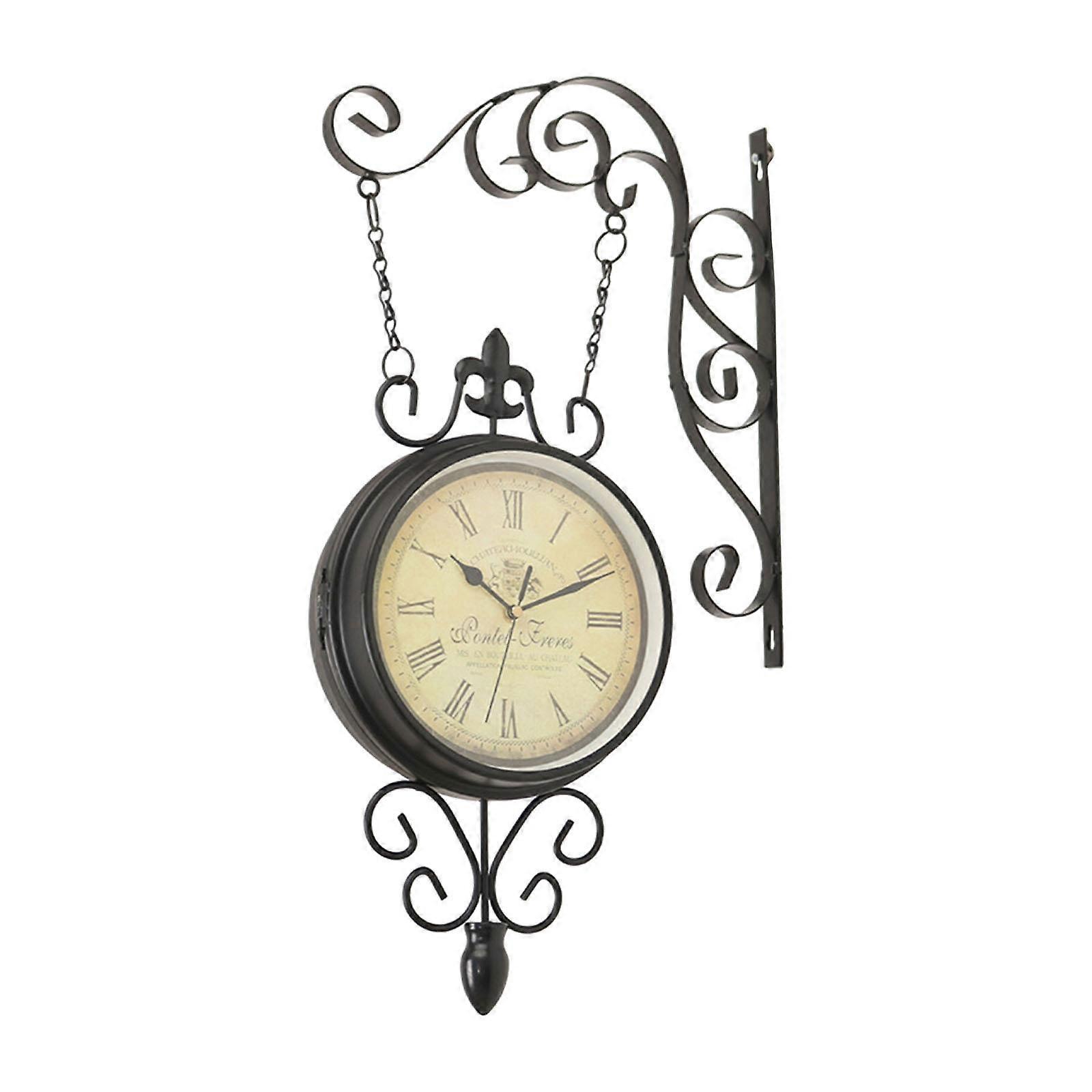 Double Sided Wall Clock Hanging Clocks Battery Operated 360° Rotating Easy to