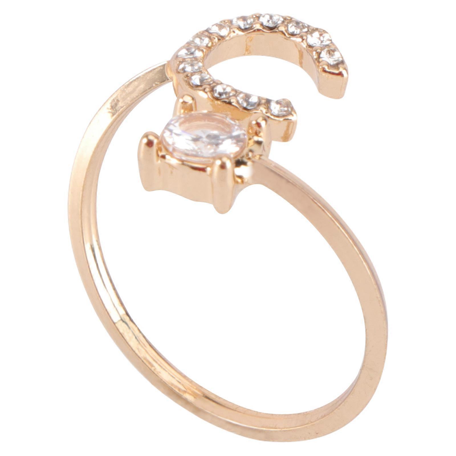 Adjustable Golden Open Band Ring with Initial Letter Design for Women – Durable & Stylish for Everyday Wear and Engagement Parties