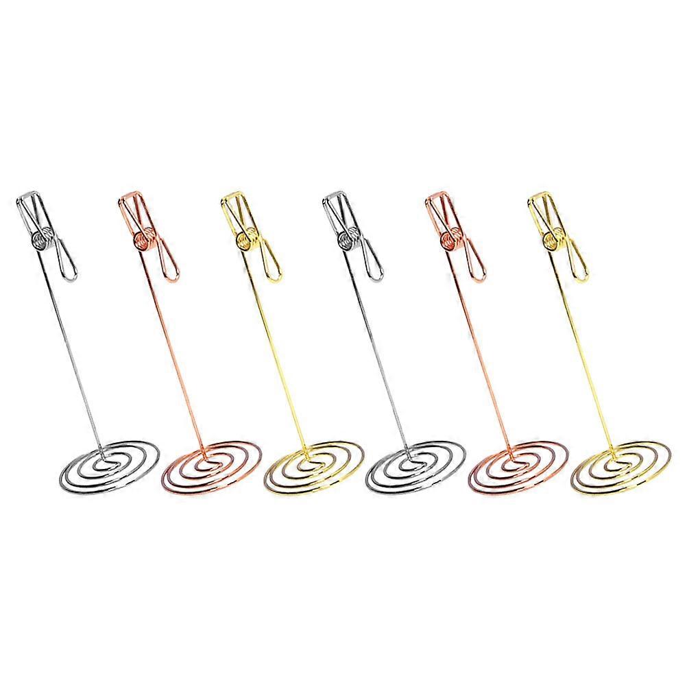 Table Name Holders Metal Card Stand Simple Style Gold Color 15X5CM Photo Display 6Pcs