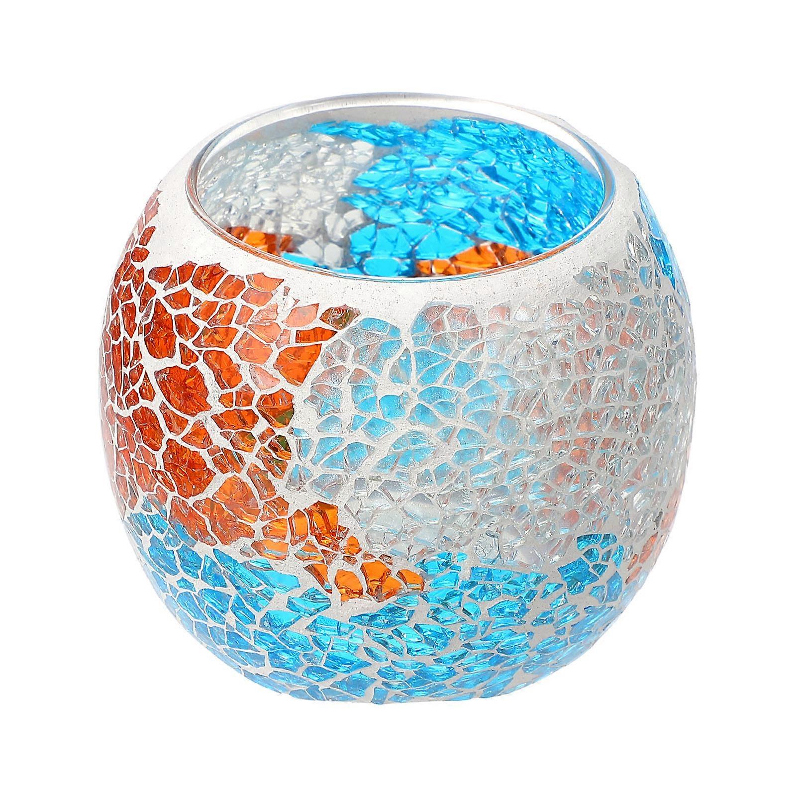 Votive Candles Holders European Style Mosaic Glass Candlestick Family Gatherings Multi Color 8.5X8.5CM Produces Mosaic Light 1Set