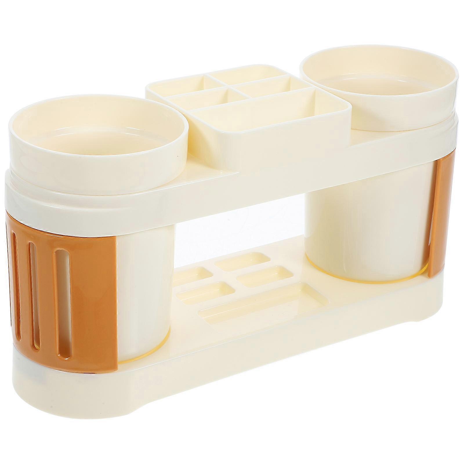 Toothbrush Storage Mount Bathroom Organizer Rectangular Beige Convenient Storage 1Pack