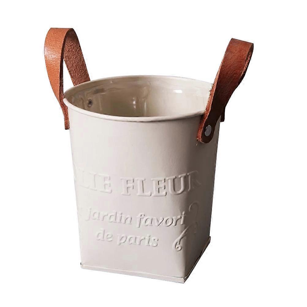 Rustic Bucket Metal Flowerpot Bucket Office Decoration Khaki 13.00X8.00X8.00CM Planting 1Pcs