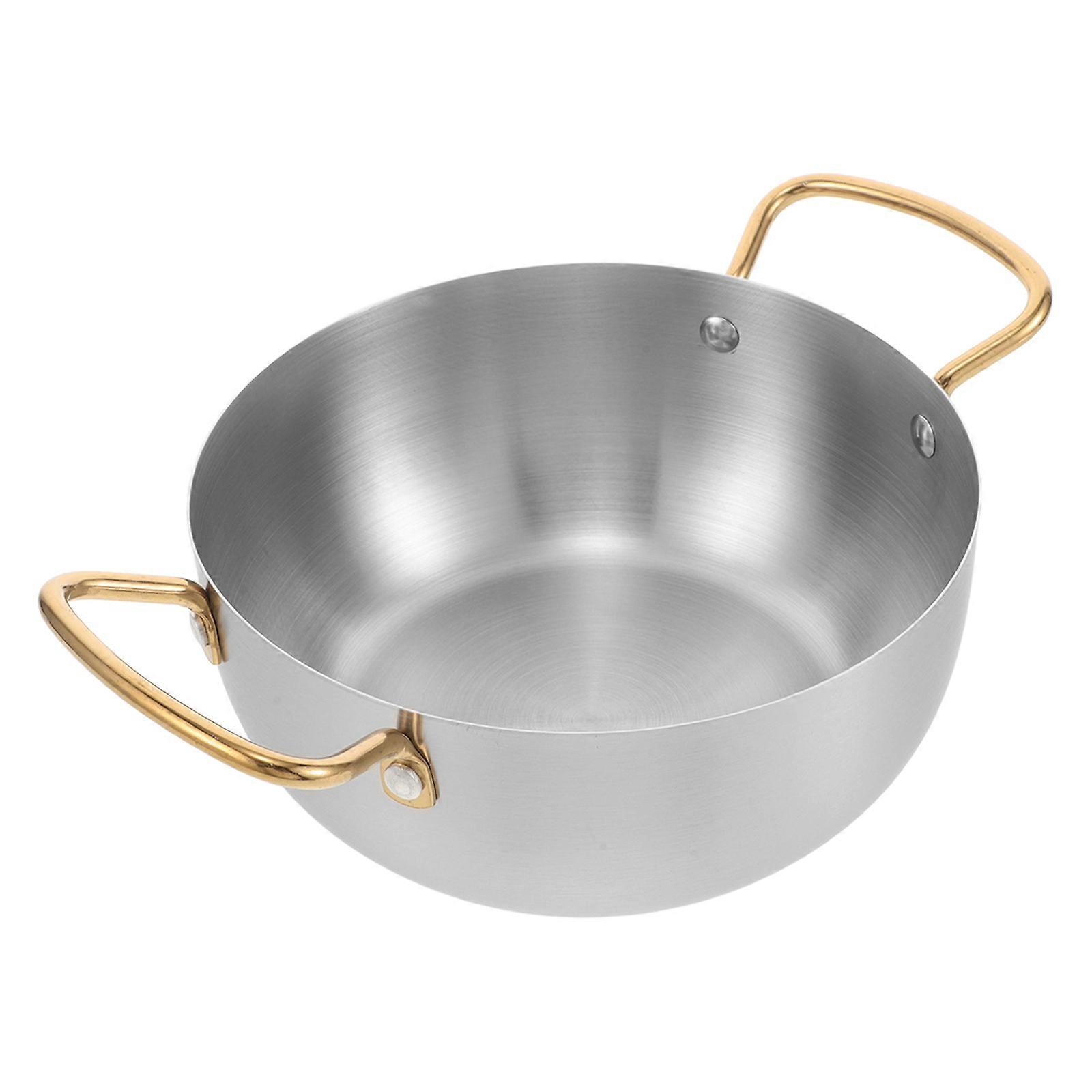Stainless Steel Cooking Pot with Handles, Resistant Stockpot for Home Use, Space Saving Kitchen Cookware for Ramen and Food Preparation