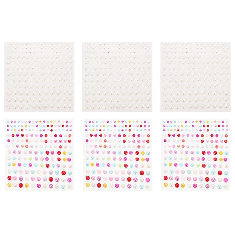 Adhesive Pearls Pearl Stickers Face Decoration Assorted Color 0.5X0.5cm Self-Adhesive 6 Sheets