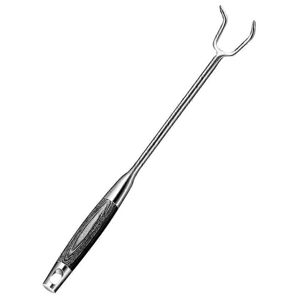 Food Turner Hook BBQ Food Turner Grilling for Parties Black Wood Grain 1Set