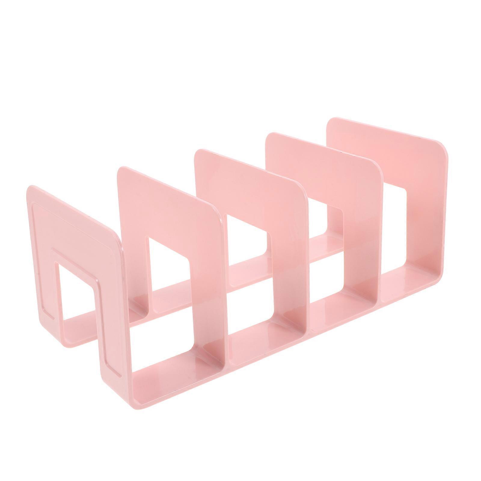 Plastic Bookends for Heavy Books, Compartment Organizer Rack for Desk or Shelf, Safe Rounded Corners for Office, School, and Document Storage